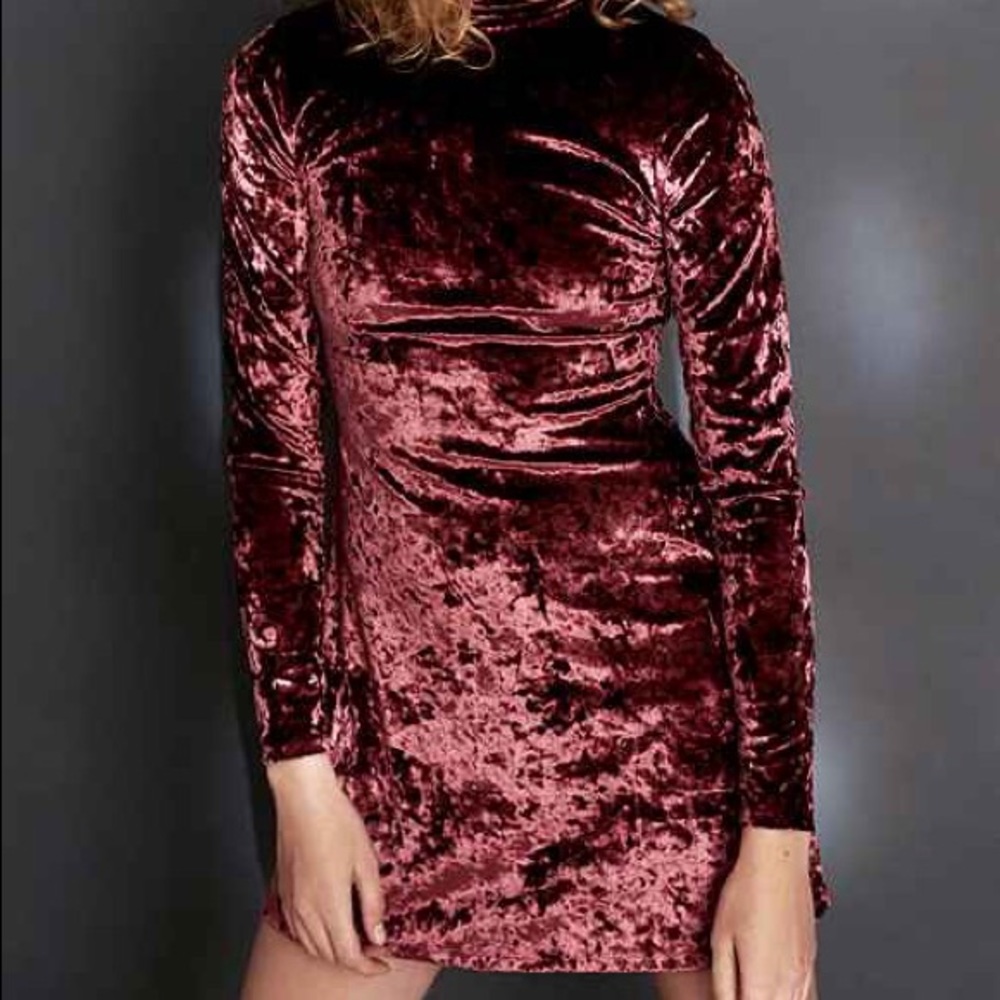 UO Kimchi Blue Velvet Turtleneck Dress